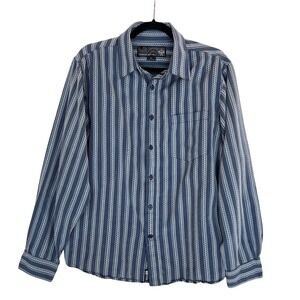 Prana Mens L Striped Button Down Shirt Long‎ Sleeve Casual Travel Outdoor
